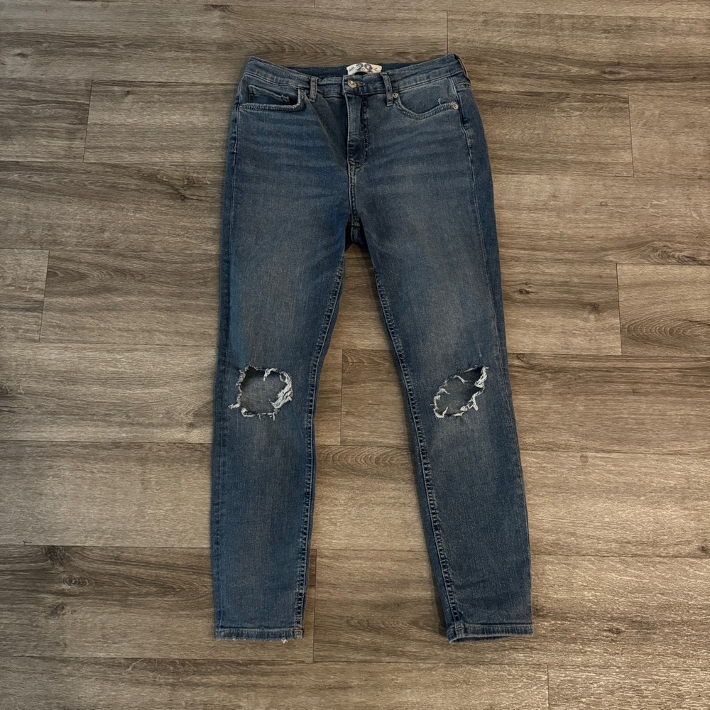 We The Free Blue Skinny Jeans with Distressed Details